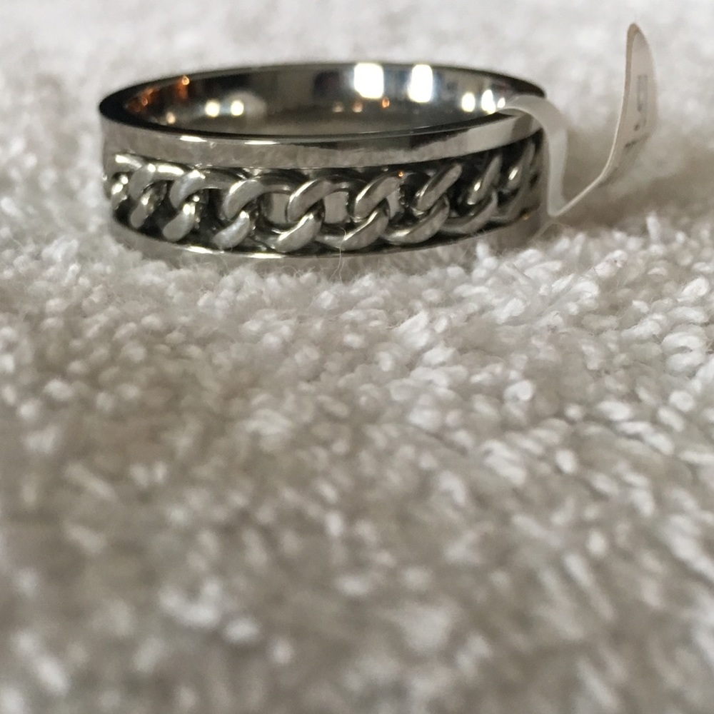 NWT*Mens silver chainlink spinner ring. (1 of 2) - Picture 7 of 8